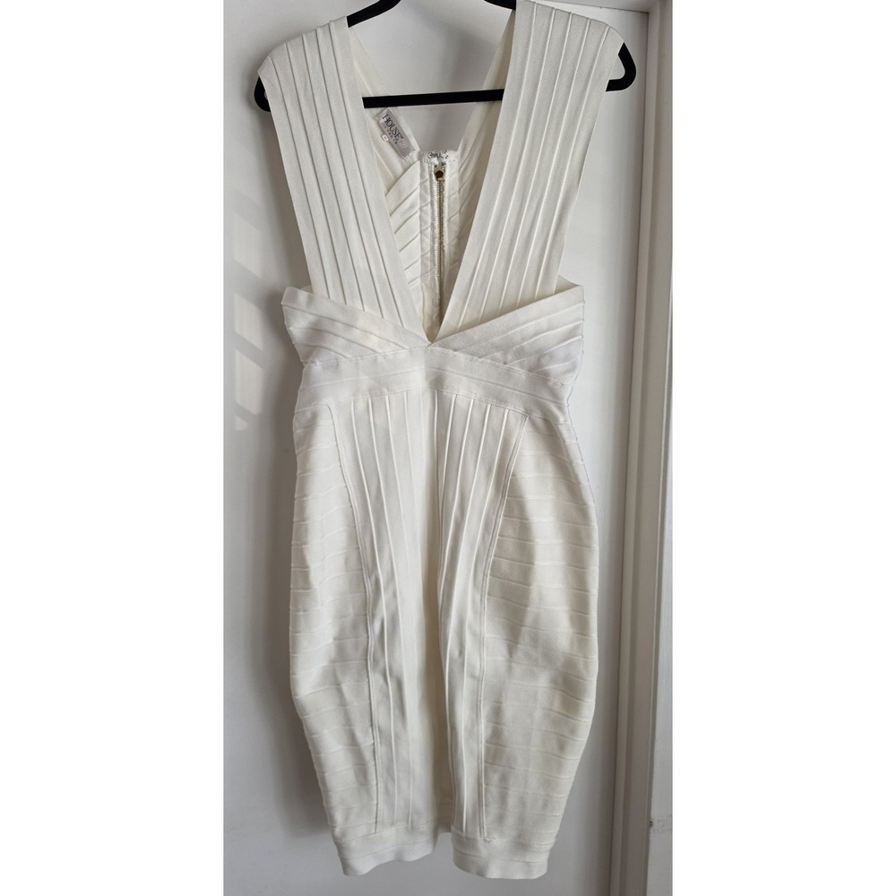House of London Women's Bandage Dress Size M White Sleeveless Bodycon